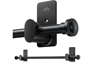 SIMEWIN No Drill Curtain Rods No Drilling for Windows 30 to 45 Inches,5/8 Inch Diameter No Drill Curtain Rod Set with 3M Adhesive Brackets, Black