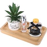 Natural Bamboo Vanity Tray, Smooth Wooden Bathroom Organizer | Wooden organizer for bathroom or vanity, sturdy and sleek, fits perfume cosmetics jewelry
