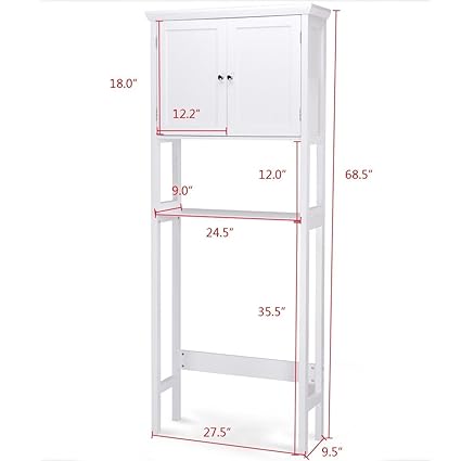 Gentleshower Toilet Wooden Storage Cabinet With Double Door Bathroom Over The Toilet Space Saver Storage Shelf 68 5 Amazon In Home Kitchen