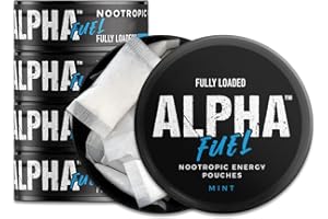 FULLY LOADED BULLSEYE Fully Loaded Alpha Fuel Nootropic Pouches (Mint Fuel) - 5 Cans, 15 Pouches per can - Nootropic Energy Pouches with Caffeine, Alpha GPC, Tyrosine, Taurine, Guarana and More.