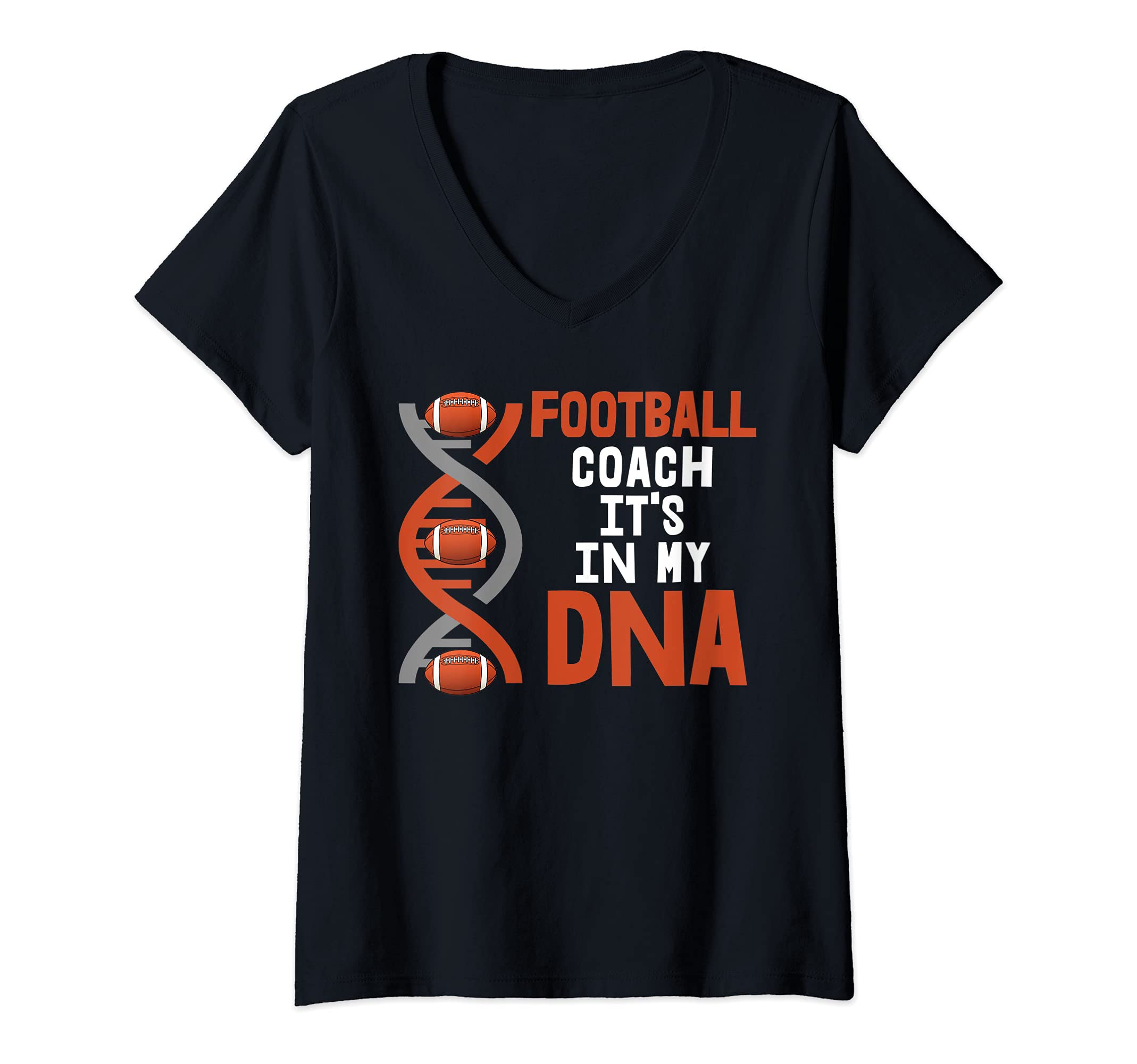 Womens Football Coach It's In My DNA V-Neck T-Shirt