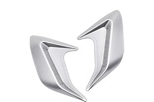 Hugwits 2 PCS 3D Car Side Vent Trim Covers, ABS Shark Gill Air Intake Decoration, 8.11" × 6.69" Self-Adhesive Car Hood Fender Decor, Universal for Most Cars (Sliver)