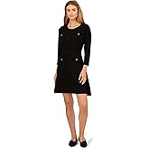 Adrianna Papell Womens Waffle Textured Fit and Flare Knee Length Sweater Dress