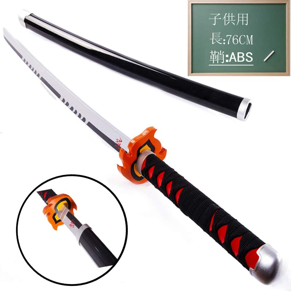 Amazon Cosplee 子供用 鬼滅の刃 竈門炭治郎 刀 ヒノカミ神楽刀 Abs 長さ 76cm 子供 炭治郎 日輪刀 子ども きめつのやいば かまど たんじろう にちりんとう 炭治郎の刀 丹次郎 コスプレ かたな おもちゃ刀 丸形鞘 竹刃 鬼殺隊 木製 完成度高い 模造刀 模擬 刀 剣 武器