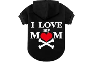 EXPAWLORER Dog Hoodie-Soft and Warm Dog Sweaters, Pet Clothes Autumn Winter Coat Sweatshirt with I Love My MOM Print for Puppy,Cat, Small Medium Large Dogs