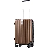 Hanke 20 Inch Carry On Luggage 22x14x9 Airline Approved Lightweight PC Hard Shell Suitcases with Wheels Travel Luggage Rolling Suitcase Travel Luggage Bag Christmas Gifts for Birthday (Brown)