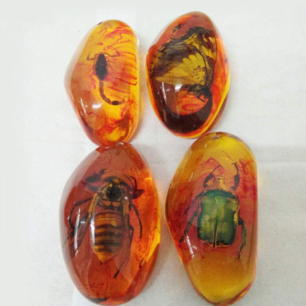 4pcs Amber with Insects Samples Stones Crystal Specimens Specimen Amber Pendant DIY Jewelry Pendant (Random Color) - Image 4