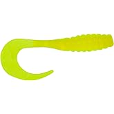 YUM Ribbontail Grub Curly-Tail Swim-Bait Bass Fishing Lure, 3 Inch Length, 15 per Pack
