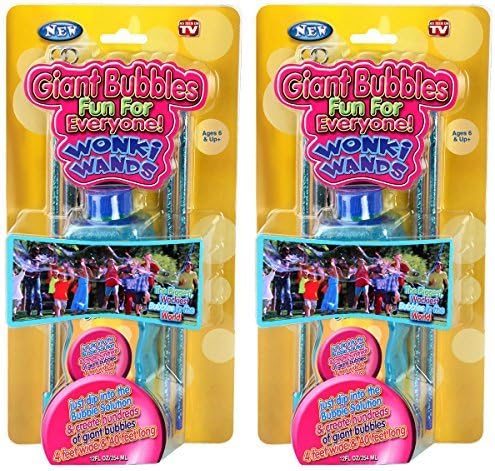 Wonki Wands 2 Kids Giant Bubbles Maker With 2 Big Bottles Solution Kit for Party Favors