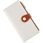 Sunpour Women’s Wallet,Thin RFID Blocking Leather Wallet for Women Credit Card Holder Travel Wallet with Zipper Pocket (Beige)