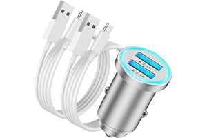 ELECTRICME iPhone 15 Fast Car Charger, [MFi Certified] Mini 4.8A All Metal Dual USB Car Charger Fast Charge Adapter with 2 Pack USB to USB C Cable for iPhone 15/15 Plus/15 Pro/15 Pro Max, iPad Pro/Air/Mini