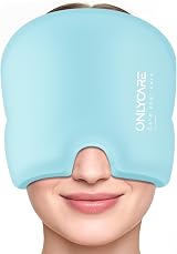 ONLYCARE Migraine Relief Cap Upgraded Odorless Ice Head Wrap Light Blue