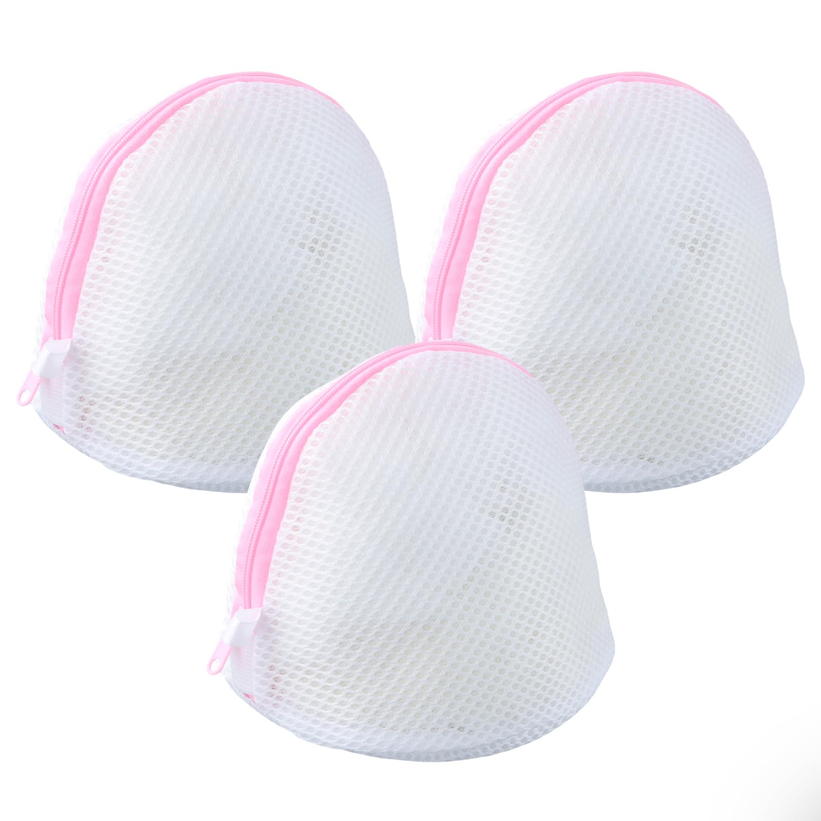 Rundago Bra Laundry Net, Bra Net Washing Bag for Laundry with Strong Zip, Bra Washing Bag, Reusable Laundry Net Bra for Washing Machine for Clothes, Underwear, Bras, Hosiery, Stocking (3pcs, pink)