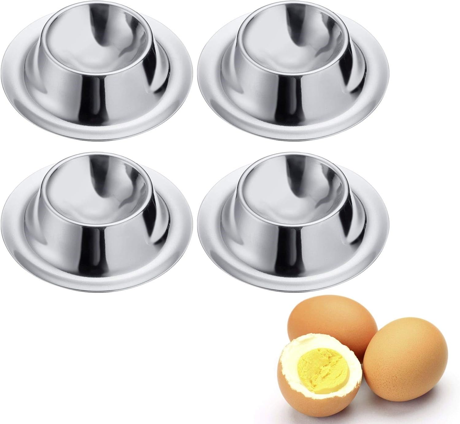 Westmark 4 Eierbecher, rund, stapelbar, ø 8,5 cm, Rostfreier Edelstahl, Silber, 20722260