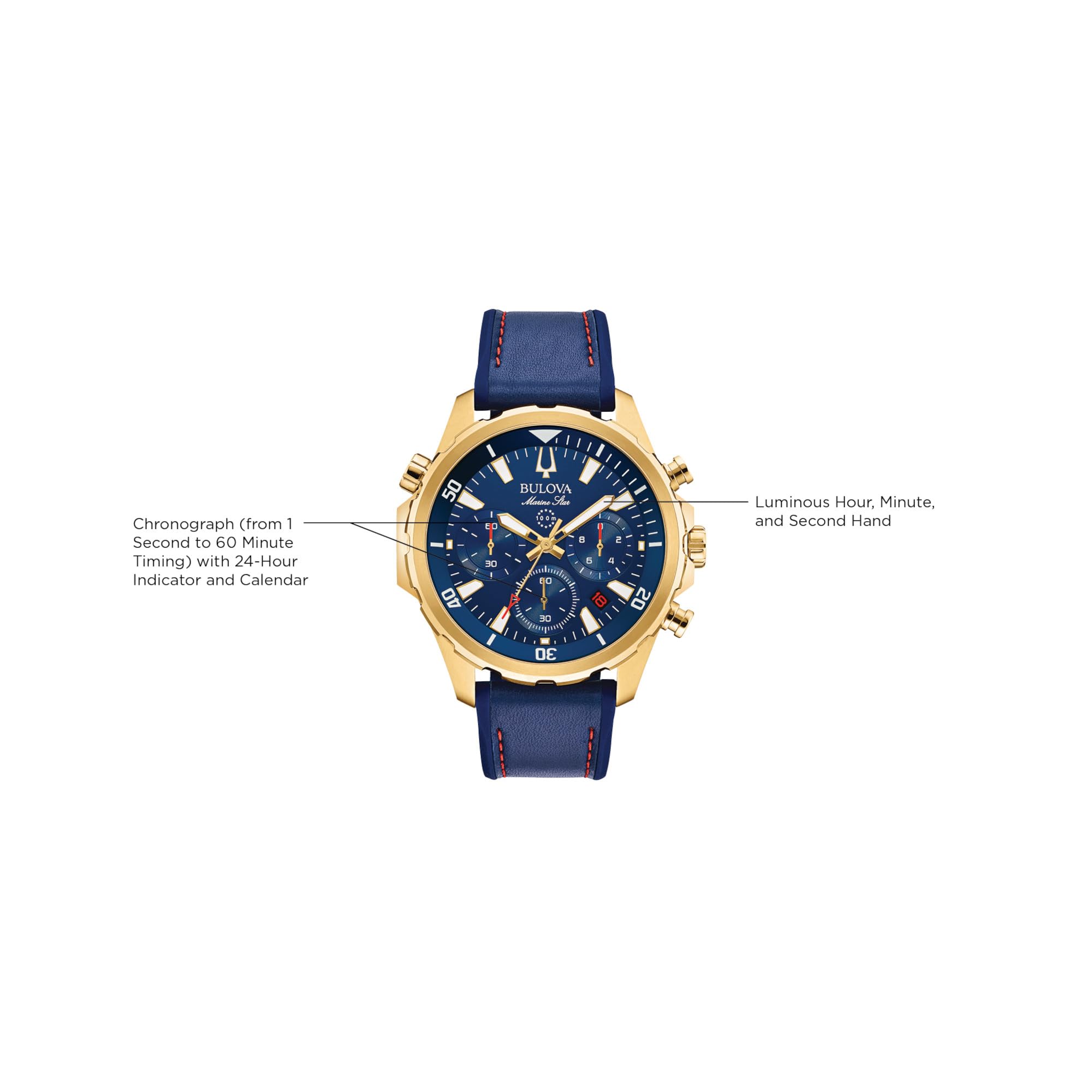 Bulova Men's Marine Star Series B Stainless Steel 6-Hand Chronograph Quartz Watch, 100M