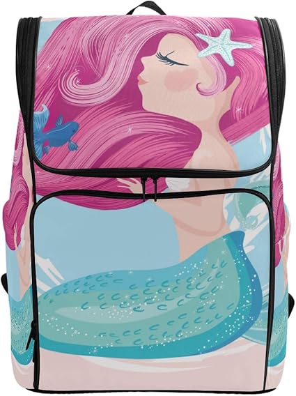 Amazon Nikivivi リュック 大容量 レディース メンズ 旅行 大きめ リュックサック かわいい人魚魚ヒトデベクトルイラスト 可愛い カレッジバックパック おしゃれ 通勤 通学 Pc 登山 かわいい 軽量 多機能 出張 高校生 男女兼用 Nikivivi Pcバッグ ケース
