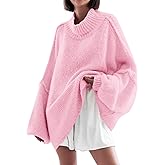 Saodimallsu Womens Oversized Sweaters Mock Neck Batwing Long Sleeve 2026 Fall Trendy Ribbed Knit Casual Tunic Sweater