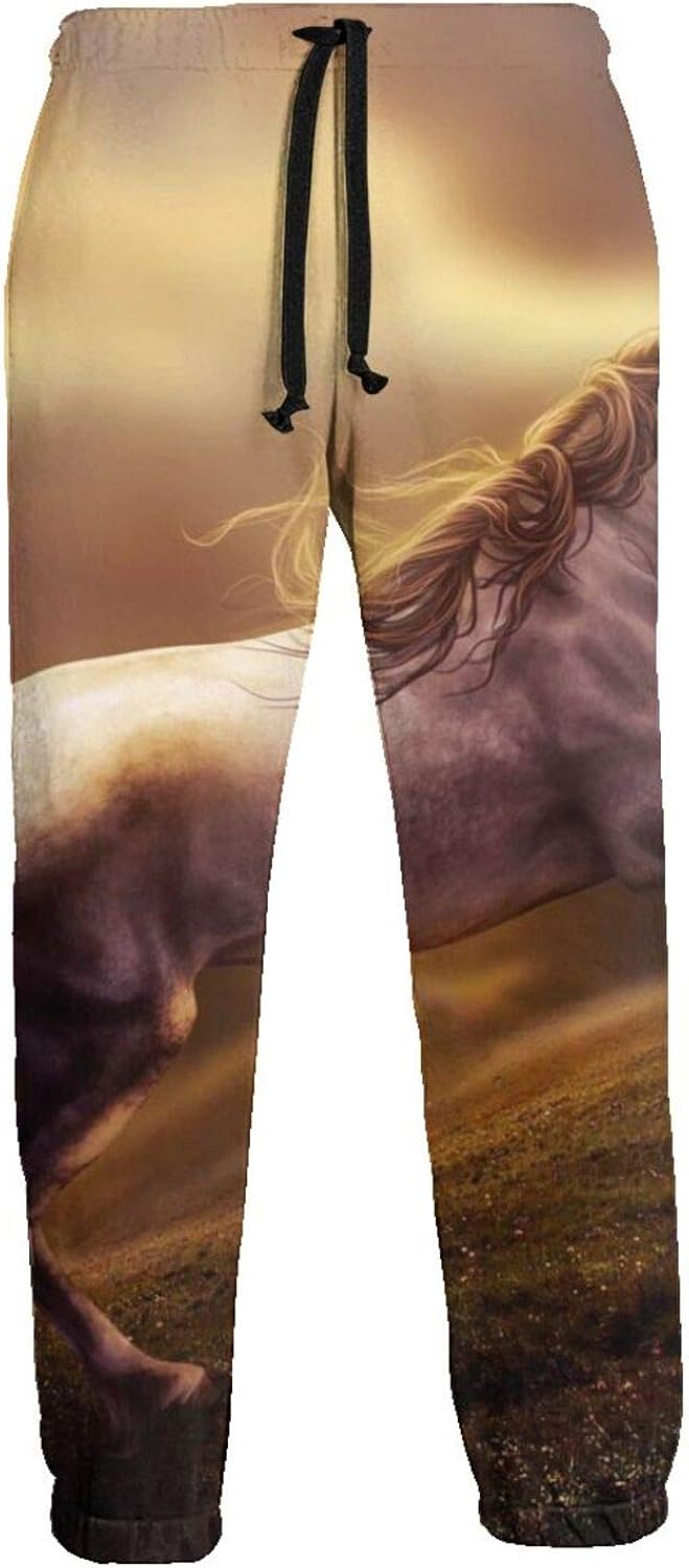 Mens A Galloping Horse Athletic Sweatpants, Fashion Long Pants with