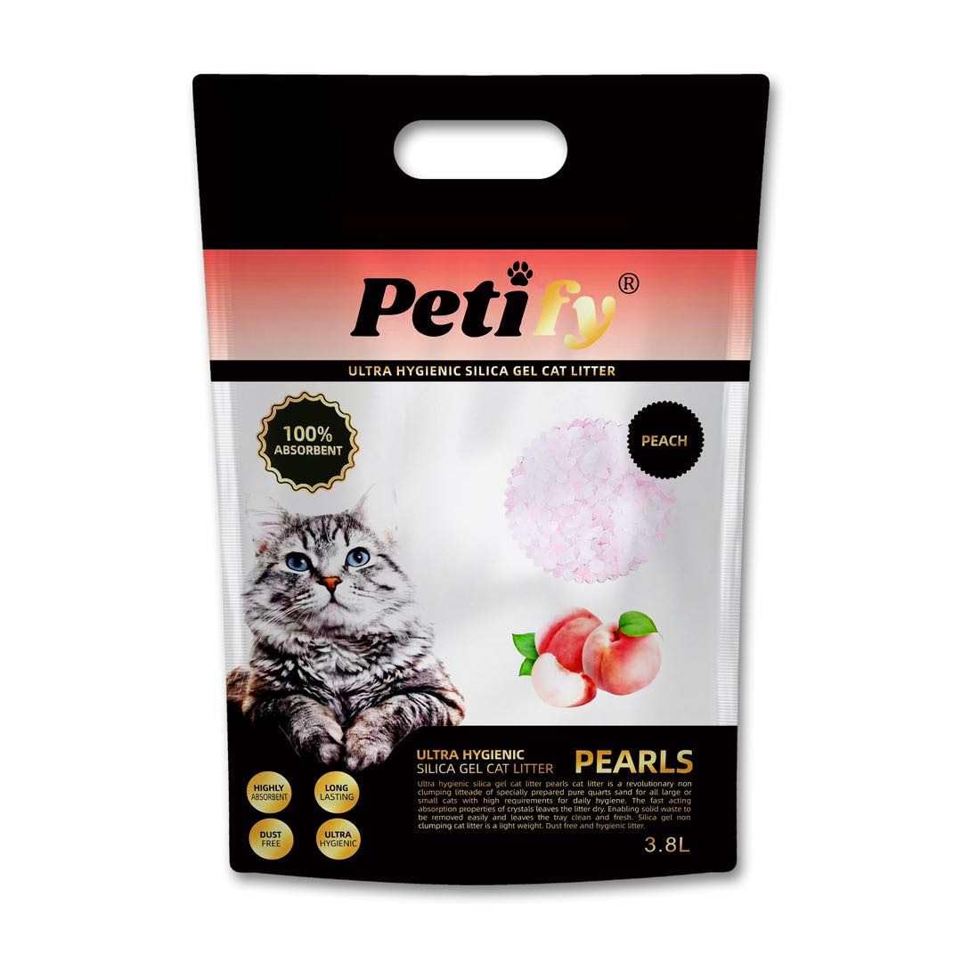 Silica Gel Cat Litter PEACH scent | Silica Crystals | 3.8L - 40 Days Supply | Highly Absorbent | Ultra Hygienic | ECO Friendly | Biodegradable |