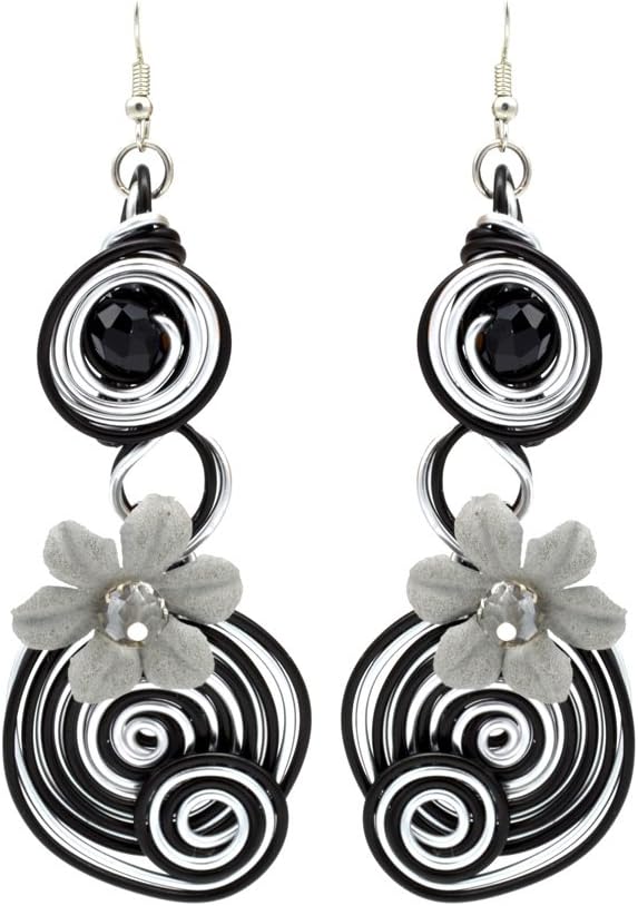 accessories dangle and drop lightweight wire earring with crystal flower for girls and women.