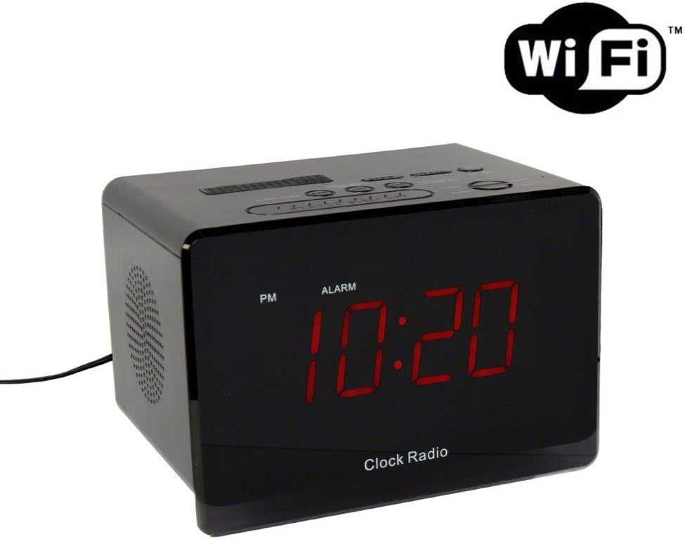 SpygearGadgets 720P HD WiFi Live Streaming Alarm Clock Hidden Camera with Night Vision - Stream to iPhone or Android | Model HC640w