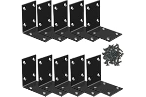 L Bracket,Heavy Duty Corner Brace,Stainless Steel Shelf Bracket,Black Large Angle Brackets, Metal Iron Brackets for Wood Aufuga(2.8X2.8X2X0.08)(10Pcs)…