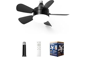 ARRIVTECH Socket Fan Light - Ceiling Fans with Lights and Remote Control, 3 Colors 3000K-6500K, 2000 Lumens,Powerful Airflow Quiet Fan Light Bulb Screw in Ceiling Fan for Bedroom, Living Room, Kitchen (BLACK)
