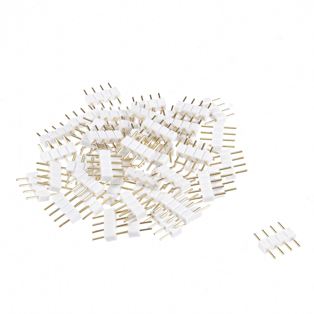 sourcing map 50pcs 4 Pin Male to Male Plug Header Adapter Connector Fit RGB/3528/5050 LED Chip Strip White