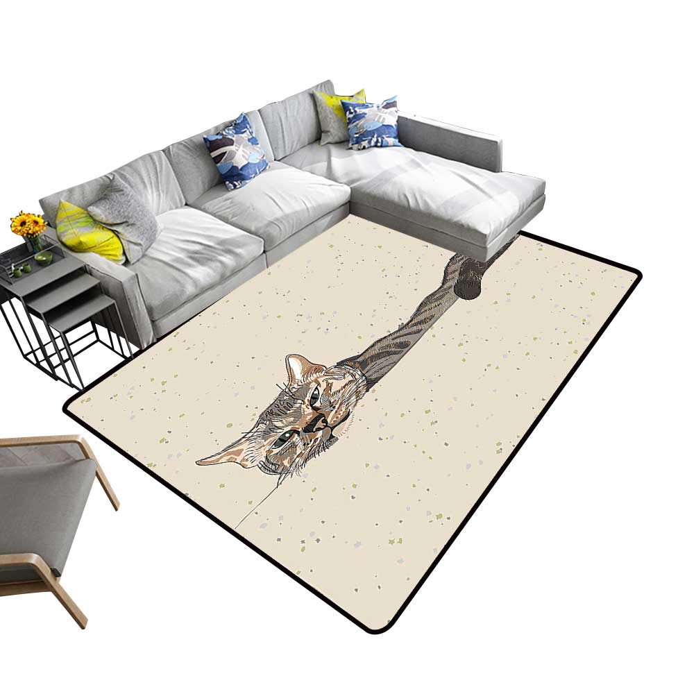 Amazon Com Alsohome Natural Fiber Area Rug Lazy Sleepy Cat