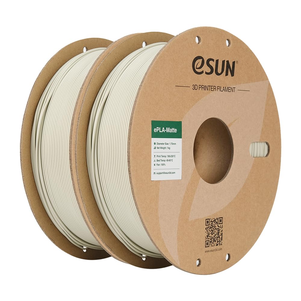 eSUN Upgraded Matte PLA Filament 1.75mm, Matte PLA 3D Drucker Filament, glanzfreie Farbe, mattierte Textur, 1KG pro Spule, 2 Spulen für 3D Drucker, Helles Khaki