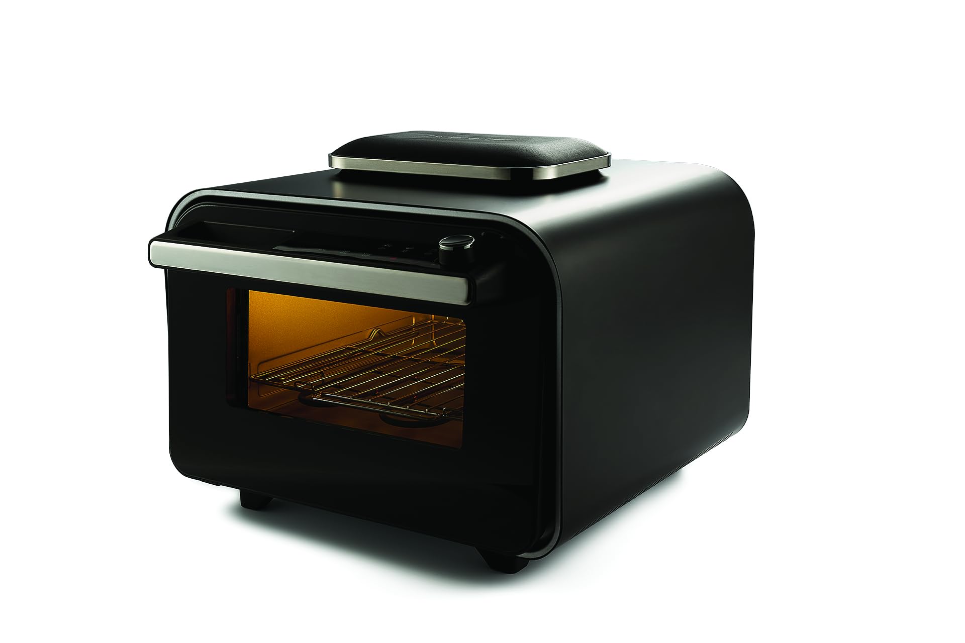 riviera&bar Pizzaofen Hochtemperatur bis 400 °C - Pizza Backofen mit Steinplatte, Schnelles Aufheizen & Gleichmäßiges Backen, Für Indoor & Outdoor Küche - 37×45×50 cm, 1800W, Schwarz