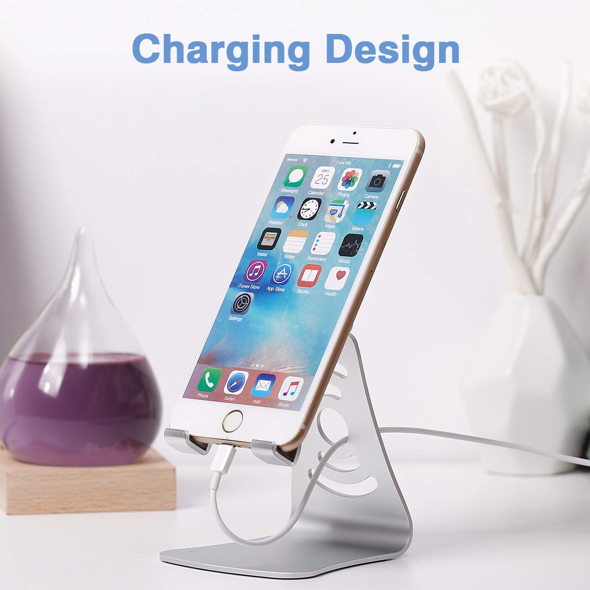 FLOUREON Phone Stand Aluminum Tablet Stand Desktop Stand Holder 270°Multi-Angle Stand/Holder/Dock Replacement Stand for iPad mini iPad Pro Samsung S8/S8 Plus/Note 8 Tablets and Smart Phones Black