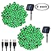 woohaha Solar Fairy String Lights Outdoor Waterproof, 2 Pack 72ft 200LED Updated Version Solar Powered String Lights for Christmas Patio Garden Party(Green)