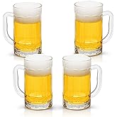 COKTIK 4 Pack Heavy Large Beer Glasses with Handle - 14 Ounce Glass Steins, Classic Beer Mug glasses Set