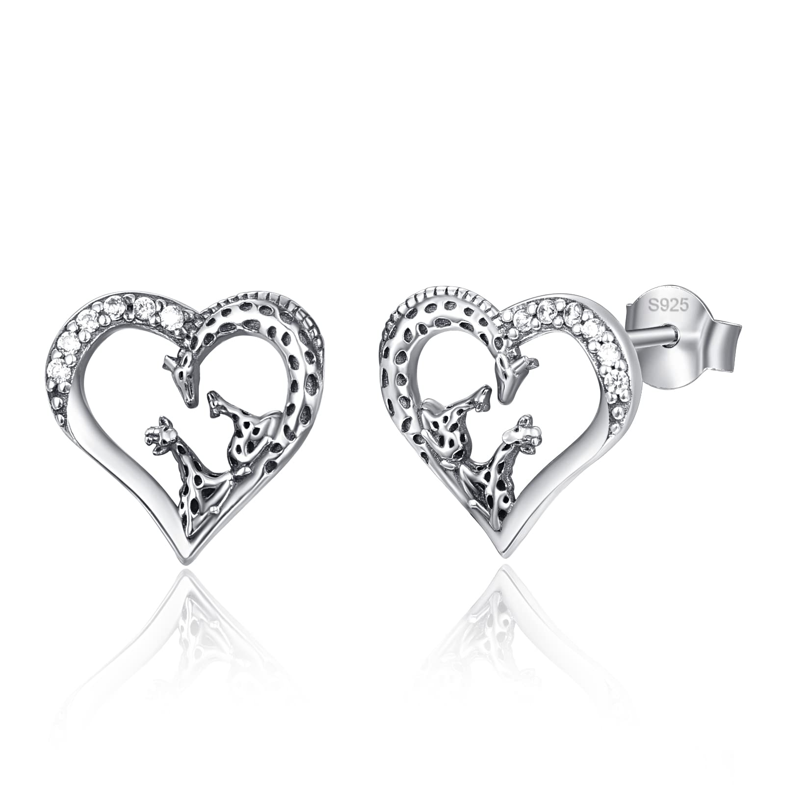 925 Silver Giraffe Earrings for Women Girls Giraffe Pendant Cute Animal Stud Family Jewelry Gifts for Mum Daughter Mummy Gifts