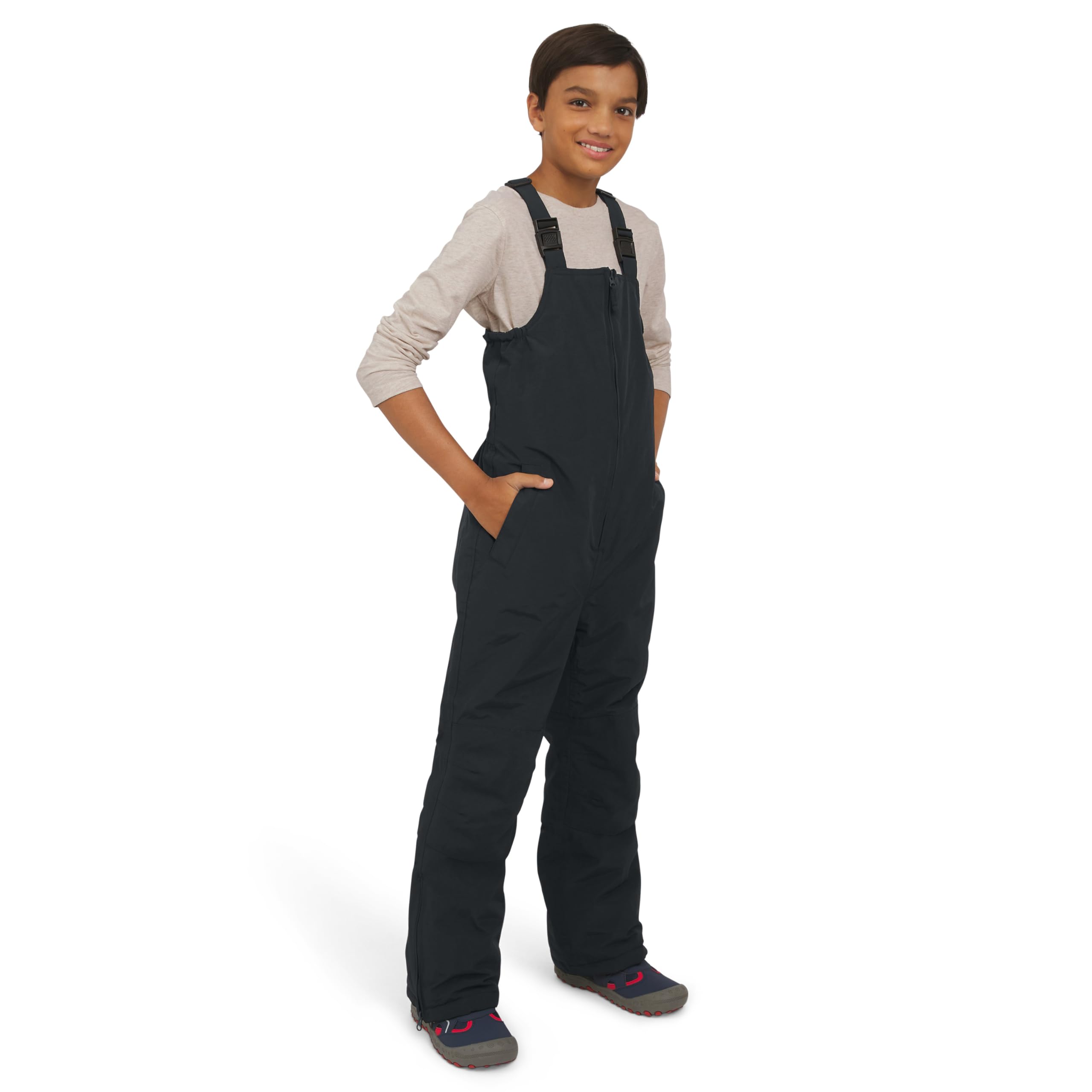 Photo 1 of Lands' End Unisex Kids Squall Waterproof Adjustable Insulated Iron Knee Snow Bib Overalls, Black, 4