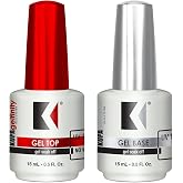 KUPA Gelfinity Base Coat &amp; Glossy Top Coat Duo Set, No-Wipe, Long-Lasting Soak-Off Formula, Chip-Resistant, UV/LED Gel Polish, 0.5 Fl Oz (Pack of 2)