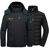 GEMYSE Men's Waterproof 3-in-1 Ski Snow Jacket Puffer Liner Insulated Winter Coat