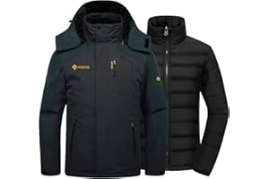 GEMYSE Men's Waterproof 3-in-1 Ski Snow Jacket Puffer Liner Insulated Winter Coat