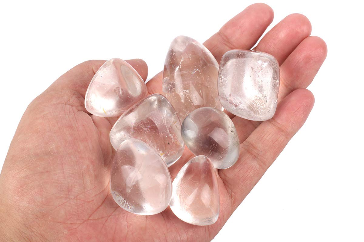 ZenQ 1/2 lb Tumbled Clear Quartz Stones for Wicca, Reiki, and Energy Crystal Healing, Natural Clear Quartz Crystal from Brazil
