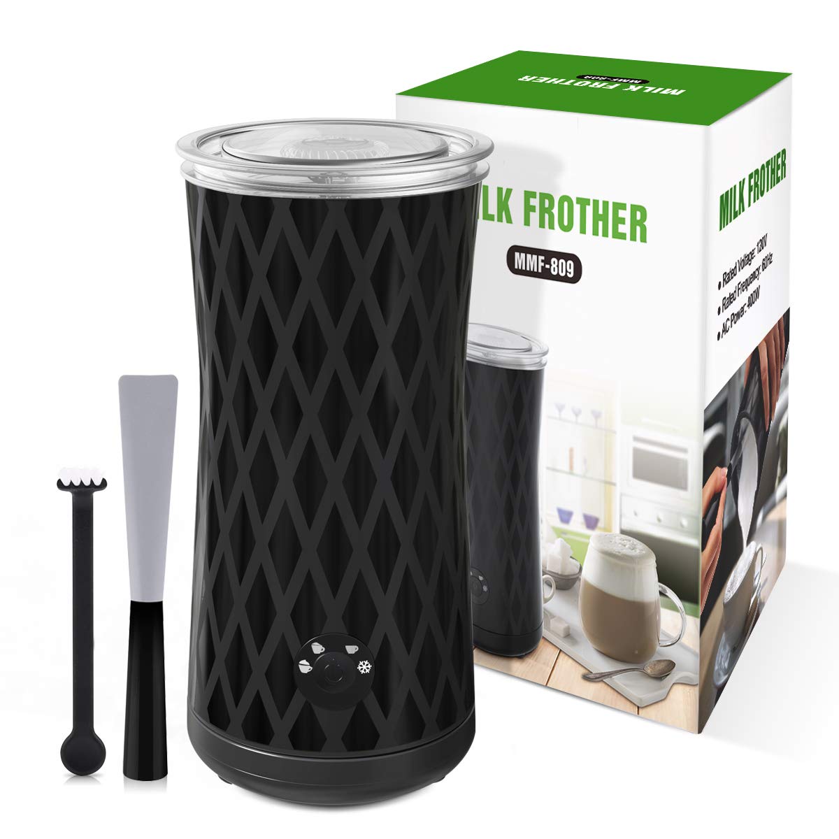 Milk Frother, Electric Milk Heater Steamer for Froth Hot and Cold Foam with Non-Stick Interior