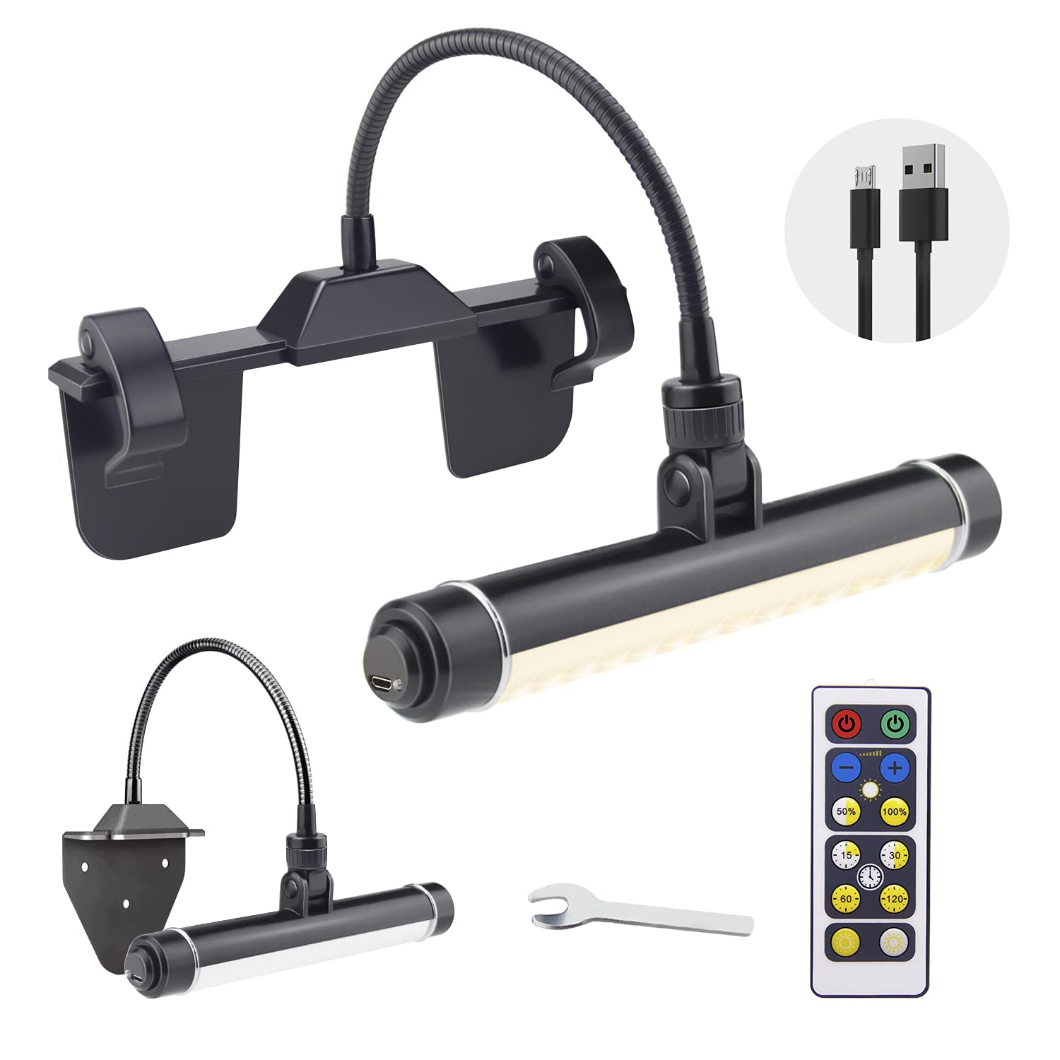 HONWELL LED Wireless Picture Lights with Remote Control, Rotating Head Light, 3 Lighting Modes, Display Light for Dartboard, Black