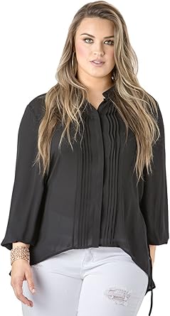 black chiffon blouse plus size