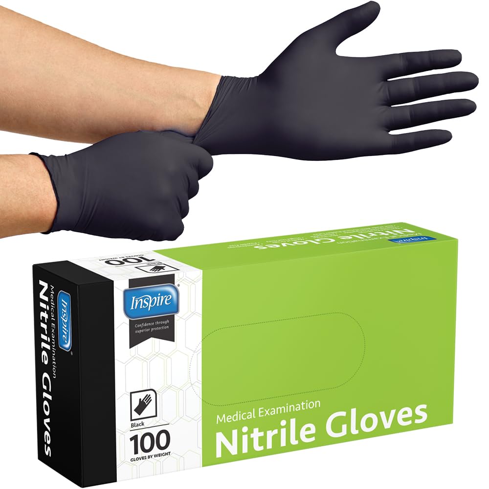 thumbnail image 2 of Black Nitrile Disposable Gloves – 4.5 Mil, Powder-Free, Latex-Free – Size M (100 Count) 2 of 6