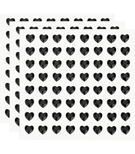 MECCANIXITY 256 Pcs Black Heart Rhinestones - 6mm Self-Adhesive Gems For Crafts, Jewelry, Nails