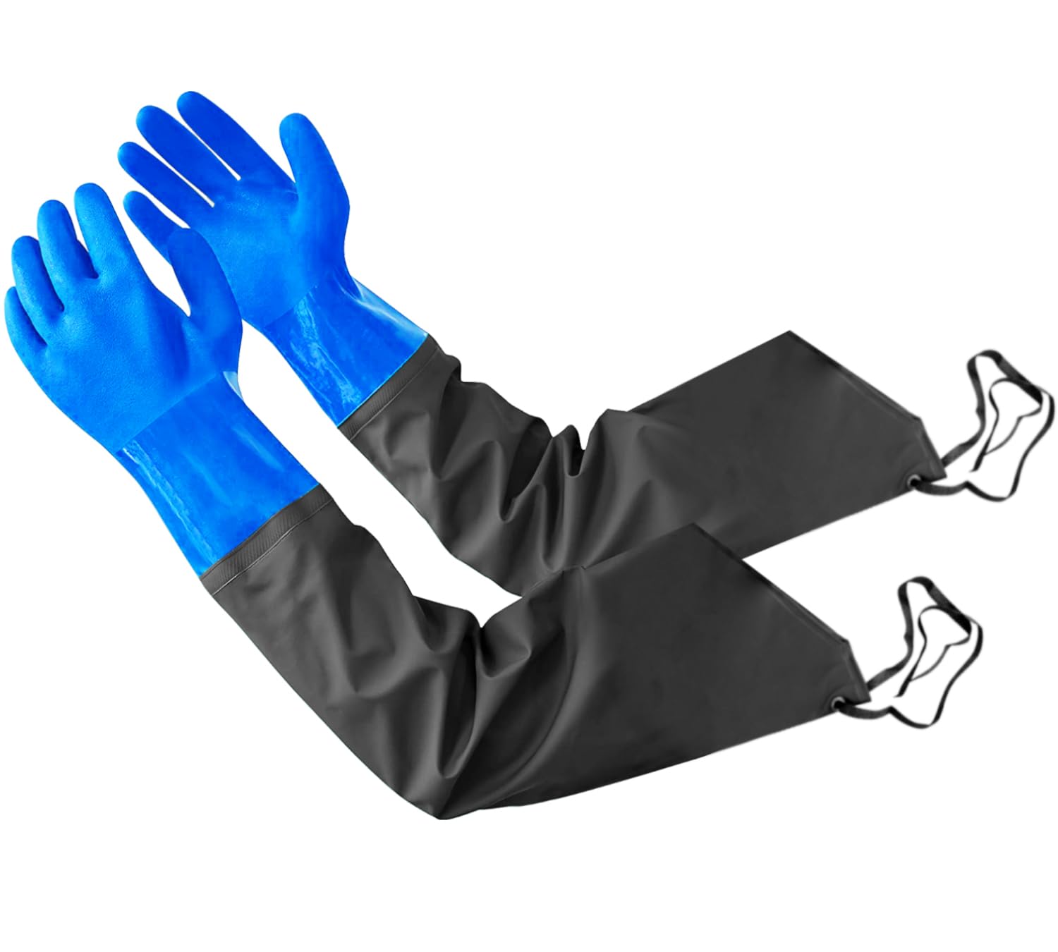 Eiito Drain cleaning gloves,Pond Long Rubber Waterproof Gloves elbow length rubber gloves- 27 Inch Insulated Waterproof Glove