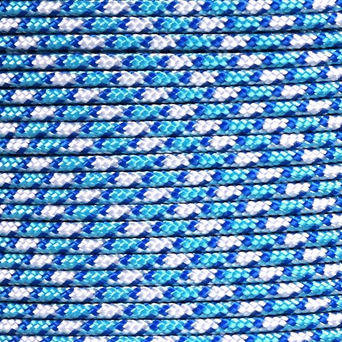 PARACORD PLANET 10, 25, 50, and 100 Foot Hanks of 425 Paracord (3mm) - Made of 100% Nylon for Tactical, Crafting, Survival, General Use, and Much More (Blue Shock, 100 Feet)
