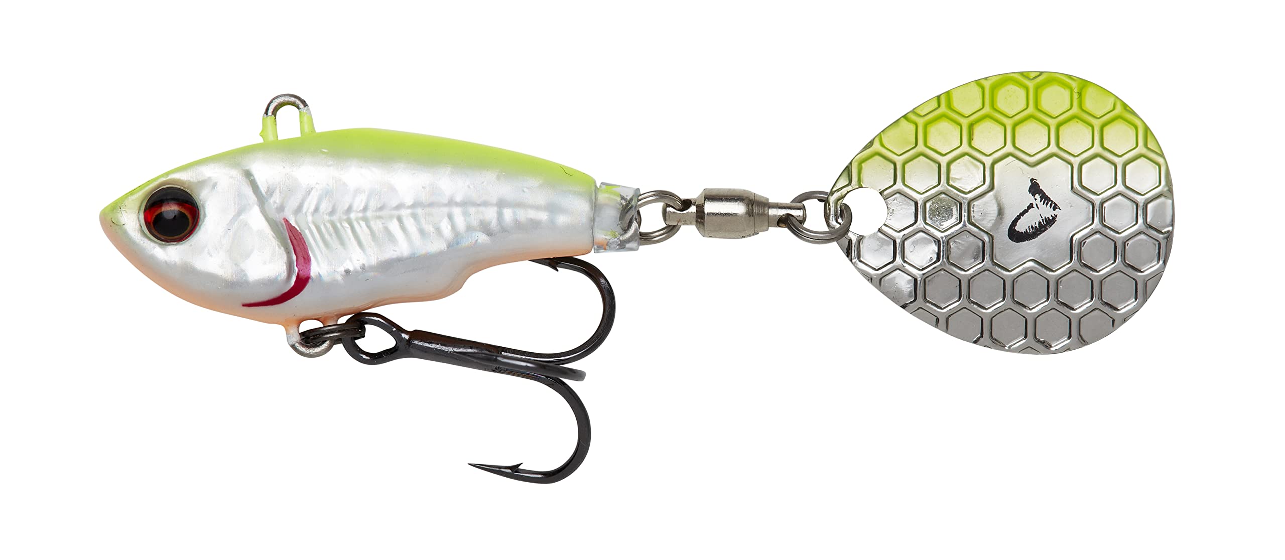 Savage Gear Fat Tail Spin Sinking Jig Spinner, Size/Weight/Colour: 6.5 cm/16 g/Lemon Back Flash