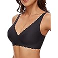 Quttlzze Deep V Petal Bras for Women No Underwire Soft Wireless Bras Comfort Seamless Bralettes with Extender