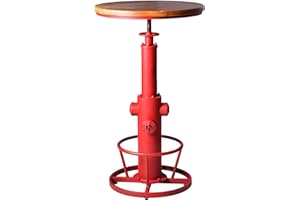 Topower Industrial Bar Table 38.58-48.43" Adjustable Pub Table Kitchen Dining Coffee Bistro Table Antique Red